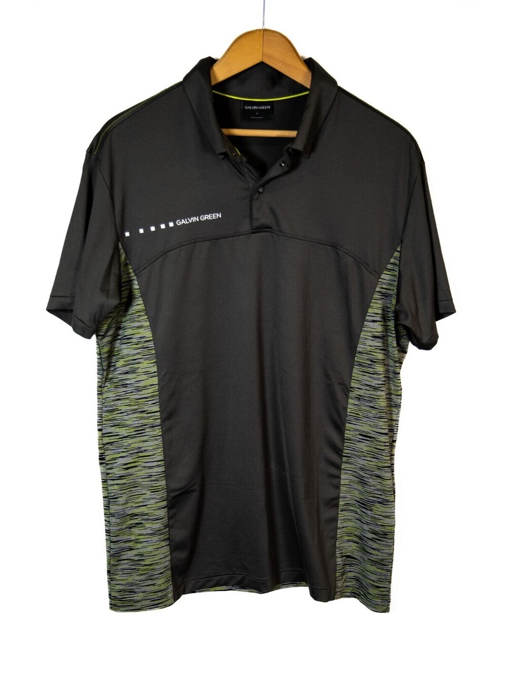 Galvin Green Milion Breathable Short Sleeve Polo Shirt Black Green Trim Men's L